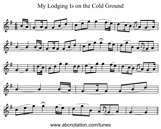 My Lodging Is on the Cold Ground - staff notation