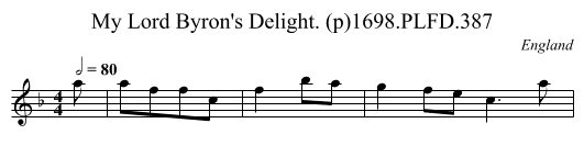 My Lord Byron's Delight. (p)1698.PLFD.387 - staff notation