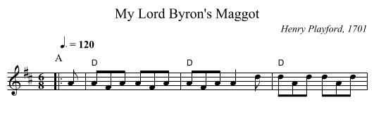 My Lord Byron's Maggot - staff notation