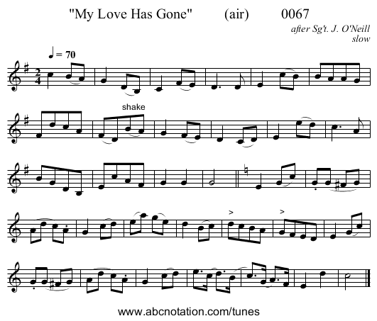 My Love Has Gone         (air)         0067 - staff notation