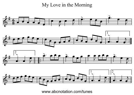 My Love in the Morning - staff notation