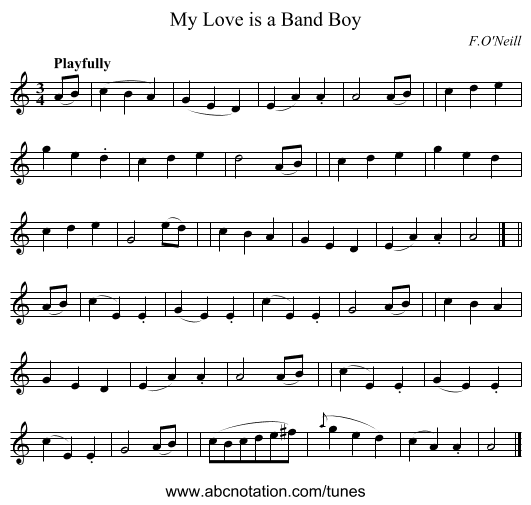 My Love is a Band Boy - staff notation