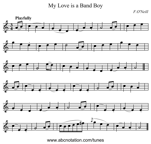 My Love is a Band Boy - staff notation