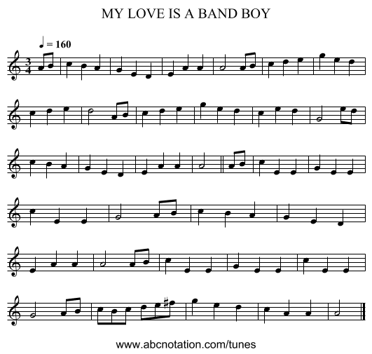 MY LOVE IS A BAND BOY - staff notation