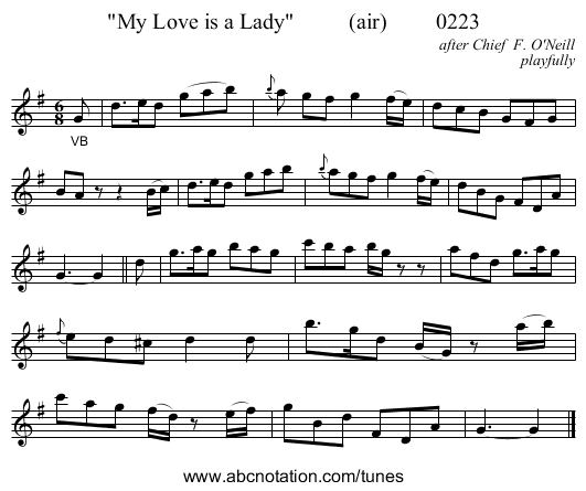 My Love is a Lady          (air)         0223 - staff notation