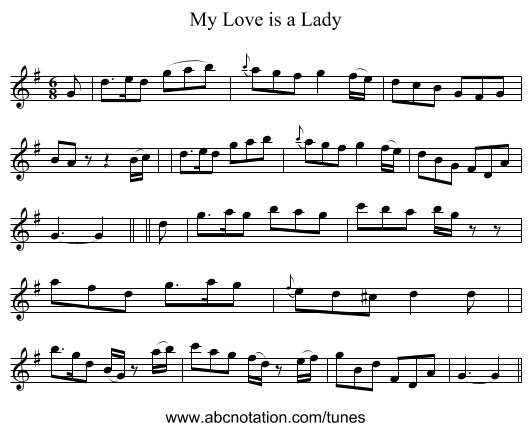 My Love is a Lady - staff notation