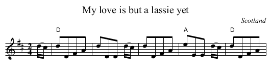 My love is but a lassie yet - staff notation