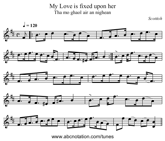 My Love is fixed upon her - staff notation