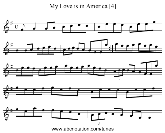 My Love is in America [4] - staff notation