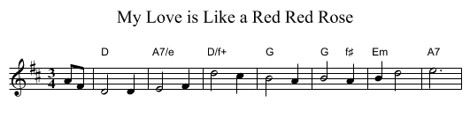 My Love is Like a Red Red Rose - staff notation