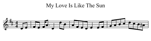 My Love Is Like The Sun - staff notation