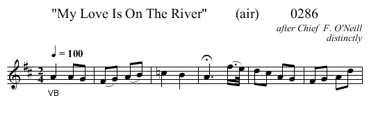 My Love Is On The River        (air)         0286 - staff notation