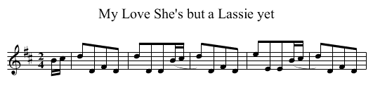 My Love She's but a Lassie yet - staff notation