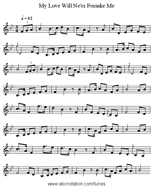 My Love Will Ne'er Forsake Me - staff notation