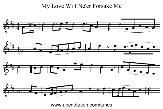 My Love Will Ne'er Forsake Me - staff notation