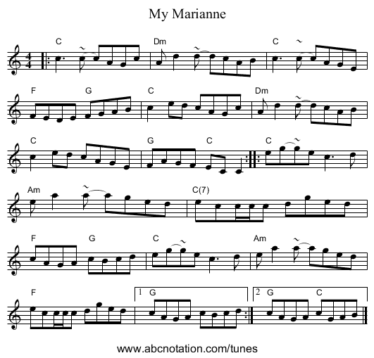 My Marianne - staff notation