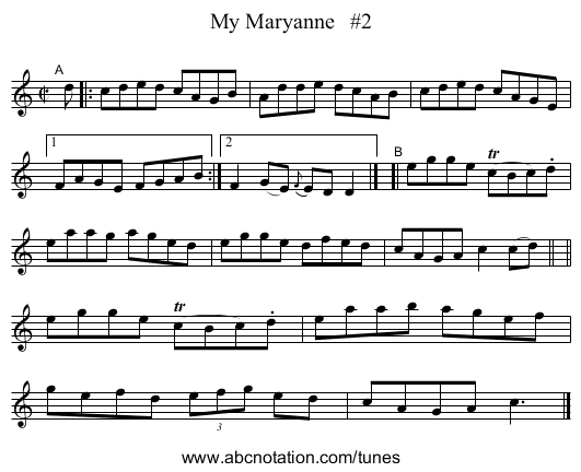 My Maryanne #2 - staff notation