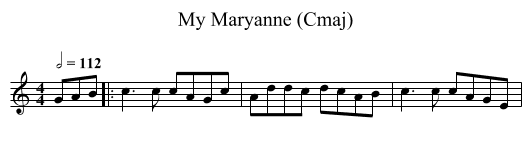 My Maryanne (Cmaj) - staff notation