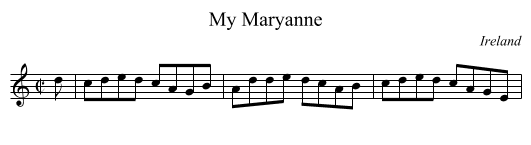 My Maryanne - staff notation