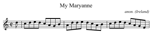 My Maryanne - staff notation