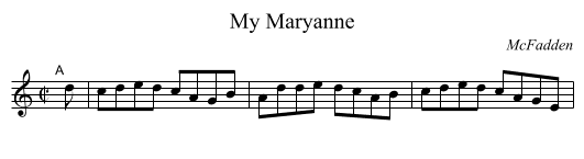 My Maryanne - staff notation