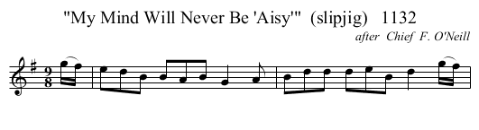 My Mind Will Never Be 'Aisy'  (slipjig)   1132 - staff notation
