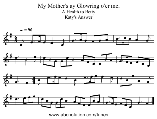 My Mother's ay Glowring o'er me. - staff notation