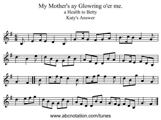 My Mother's ay Glowring o'er me. - staff notation
