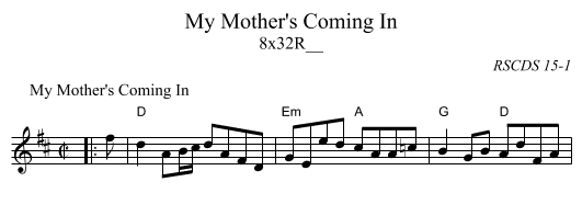 My Mother's Coming In - staff notation