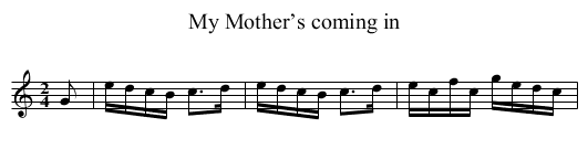 My Mother’s coming in - staff notation