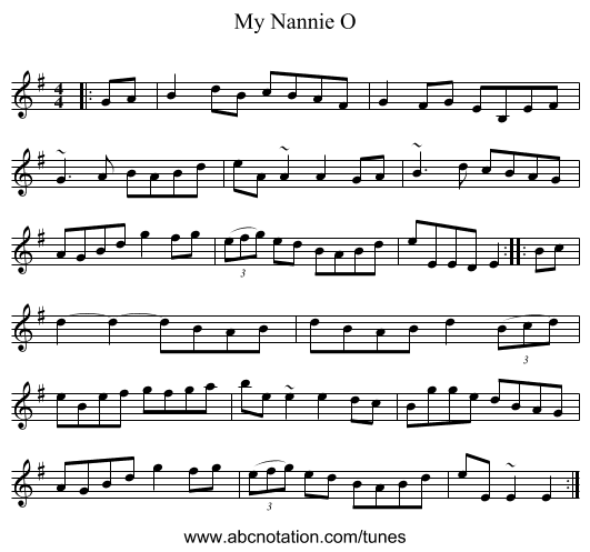 My Nannie O - staff notation