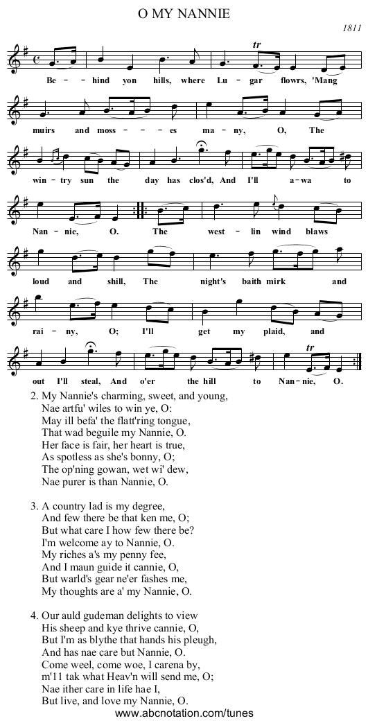 MY NANNIE, O - staff notation
