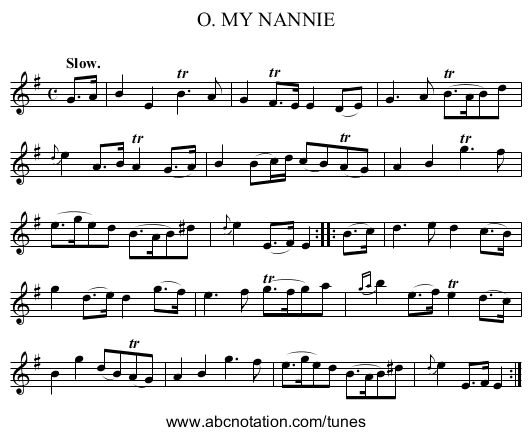 MY NANNIE, O. - staff notation