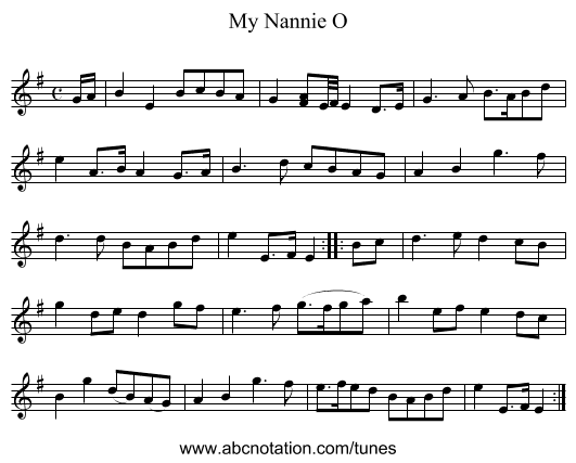My Nannie O - staff notation