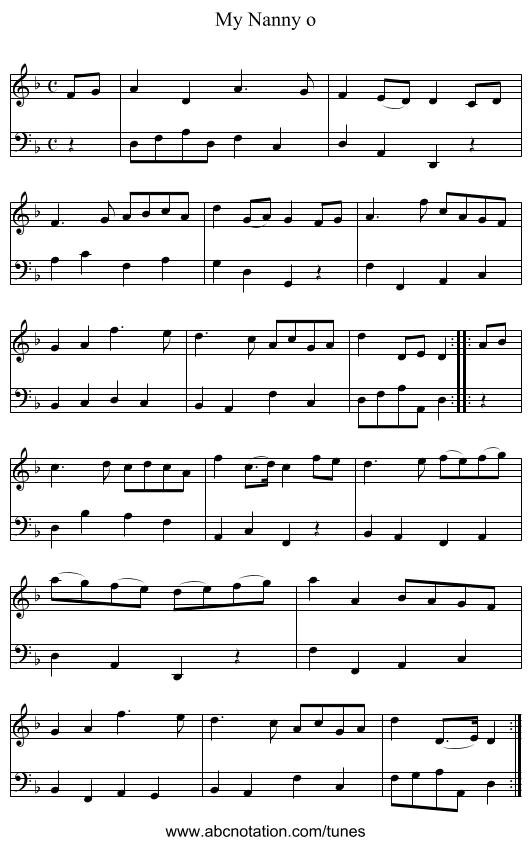 My Nanny o - staff notation