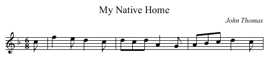 My Native Home - staff notation