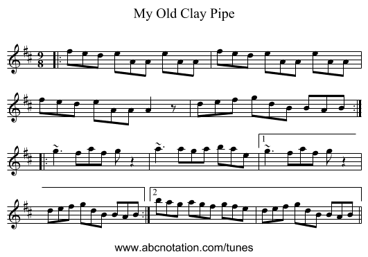 My Old Clay Pipe - staff notation