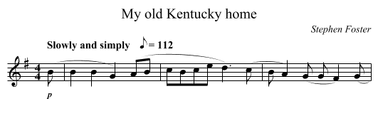 My old Kentucky home - staff notation