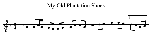 My Old Plantation Shoes - staff notation