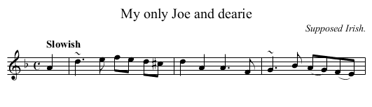 My only Joe and dearie - staff notation