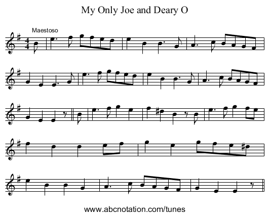 My Only Joe and Deary O - staff notation