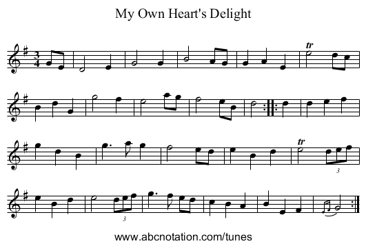 My Own Heart's Delight - staff notation