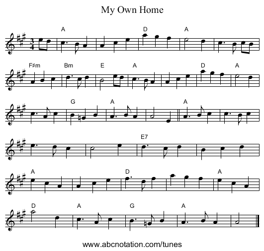 My Own Home - staff notation