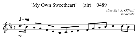 My Own Sweetheart    (air)    0489 - staff notation