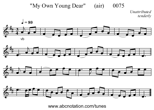 My Own Young Dear      (air)      0075 - staff notation