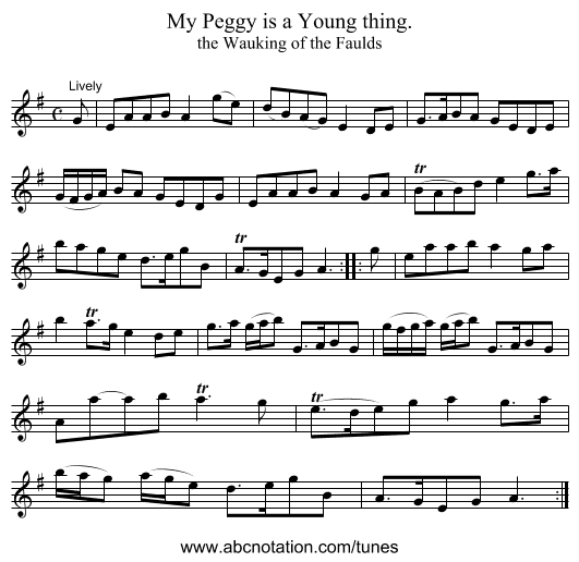 My Peggy is a Young thing. - staff notation