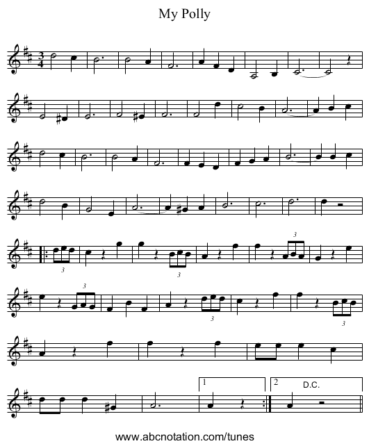 My Polly - staff notation