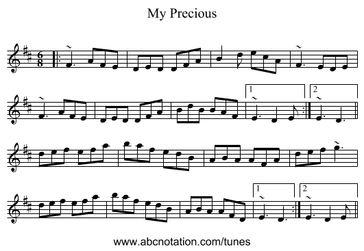 My Precious - staff notation