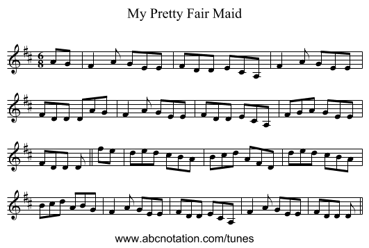 My Pretty Fair Maid - staff notation