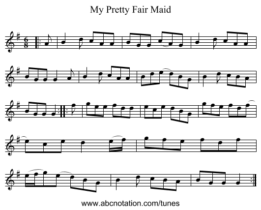 My Pretty Fair Maid - staff notation